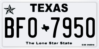 TX license plate BFO7950