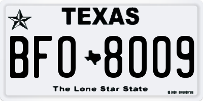 TX license plate BFO8009