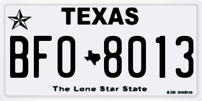 TX license plate BFO8013