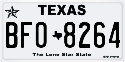 TX license plate BFO8264