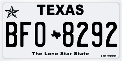 TX license plate BFO8292