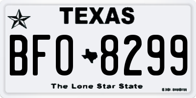 TX license plate BFO8299