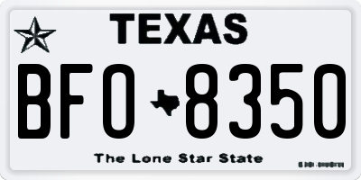 TX license plate BFO8350