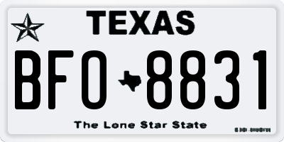 TX license plate BFO8831