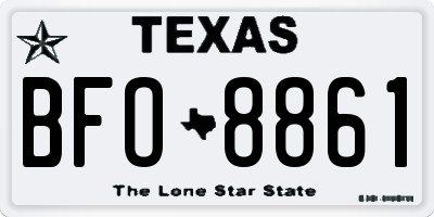 TX license plate BFO8861