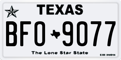 TX license plate BFO9077