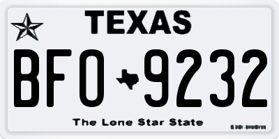 TX license plate BFO9232