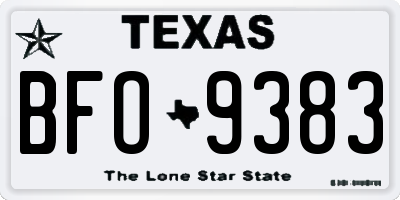 TX license plate BFO9383