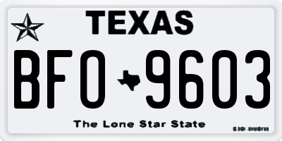 TX license plate BFO9603