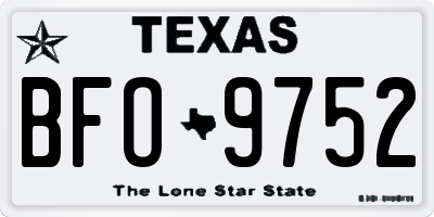 TX license plate BFO9752
