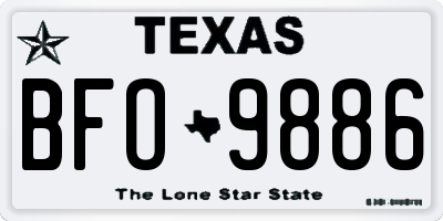 TX license plate BFO9886