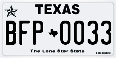 TX license plate BFP0033