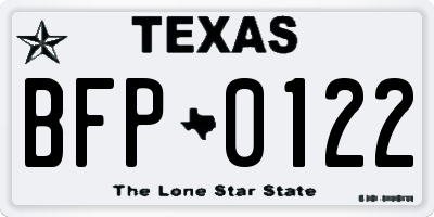 TX license plate BFP0122