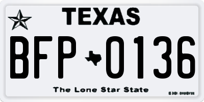 TX license plate BFP0136