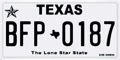 TX license plate BFP0187