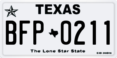 TX license plate BFP0211
