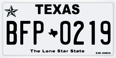 TX license plate BFP0219
