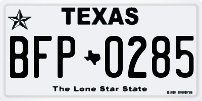 TX license plate BFP0285