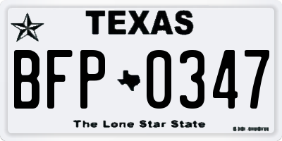 TX license plate BFP0347