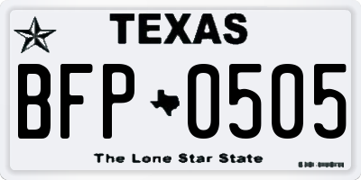 TX license plate BFP0505