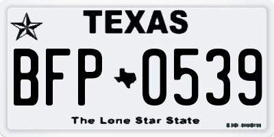 TX license plate BFP0539