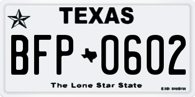 TX license plate BFP0602