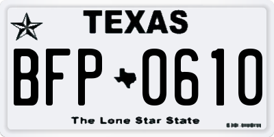TX license plate BFP0610
