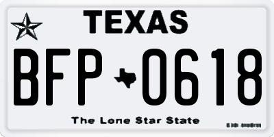 TX license plate BFP0618