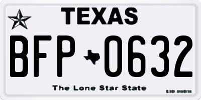 TX license plate BFP0632