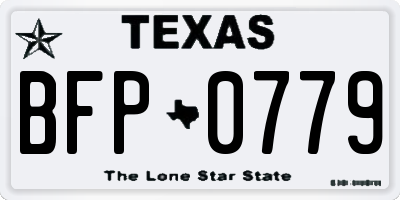 TX license plate BFP0779