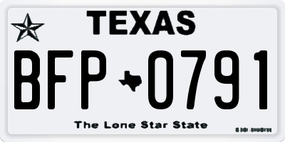 TX license plate BFP0791