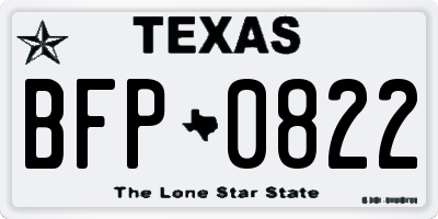 TX license plate BFP0822