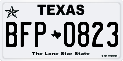 TX license plate BFP0823