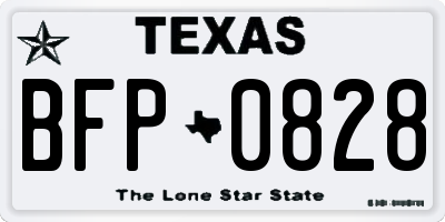 TX license plate BFP0828