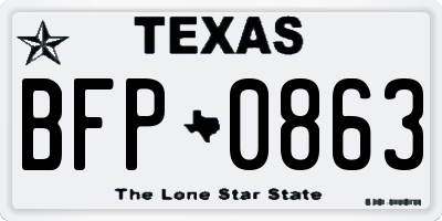 TX license plate BFP0863