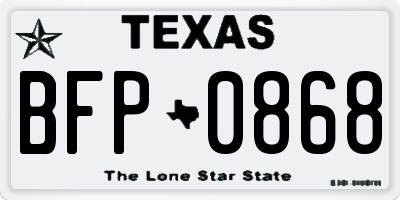 TX license plate BFP0868