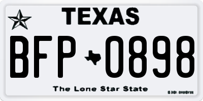 TX license plate BFP0898