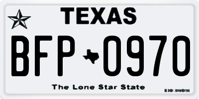 TX license plate BFP0970