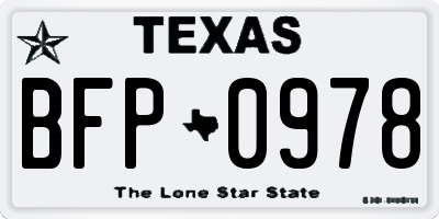 TX license plate BFP0978