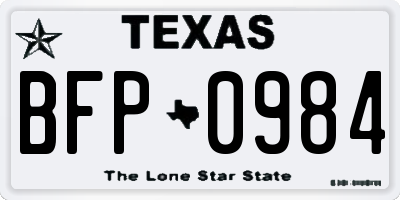 TX license plate BFP0984