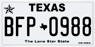 TX license plate BFP0988