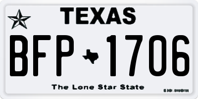 TX license plate BFP1706