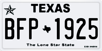 TX license plate BFP1925