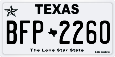 TX license plate BFP2260