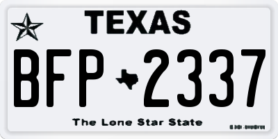 TX license plate BFP2337