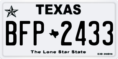 TX license plate BFP2433