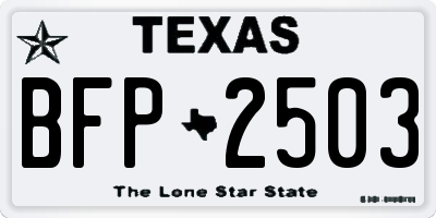TX license plate BFP2503