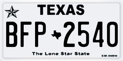 TX license plate BFP2540