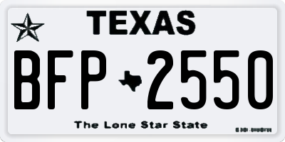 TX license plate BFP2550