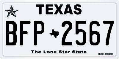 TX license plate BFP2567